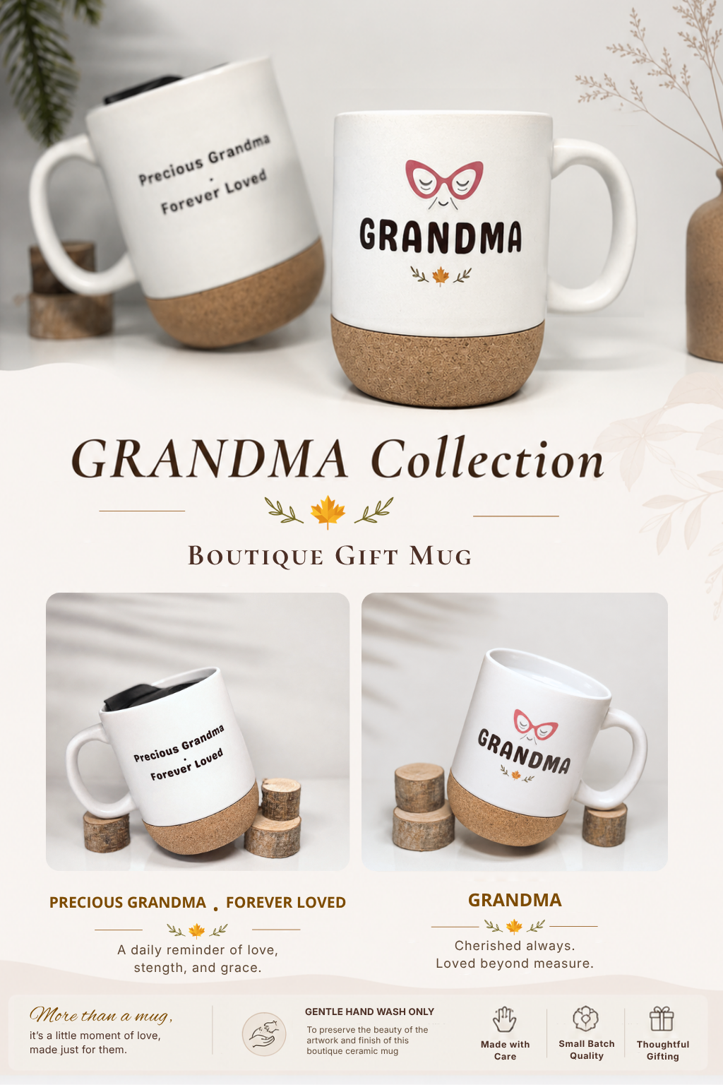 Grandpa & Grandma Mug Set – 2 Piece (Cork Base)