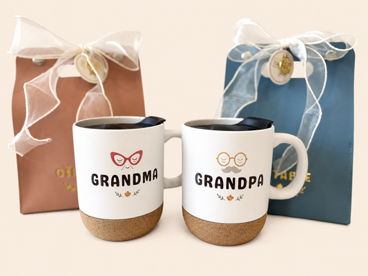 Grandpa & Grandma Mug Set – 2 Piece (Cork Base)
