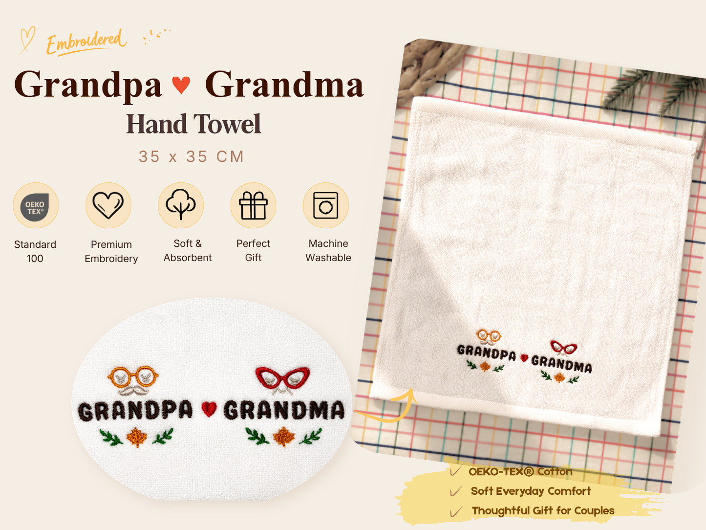 Grandpa & Grandma Everyday Gift Set – 4 Piece (Mugs + Hand Towels)