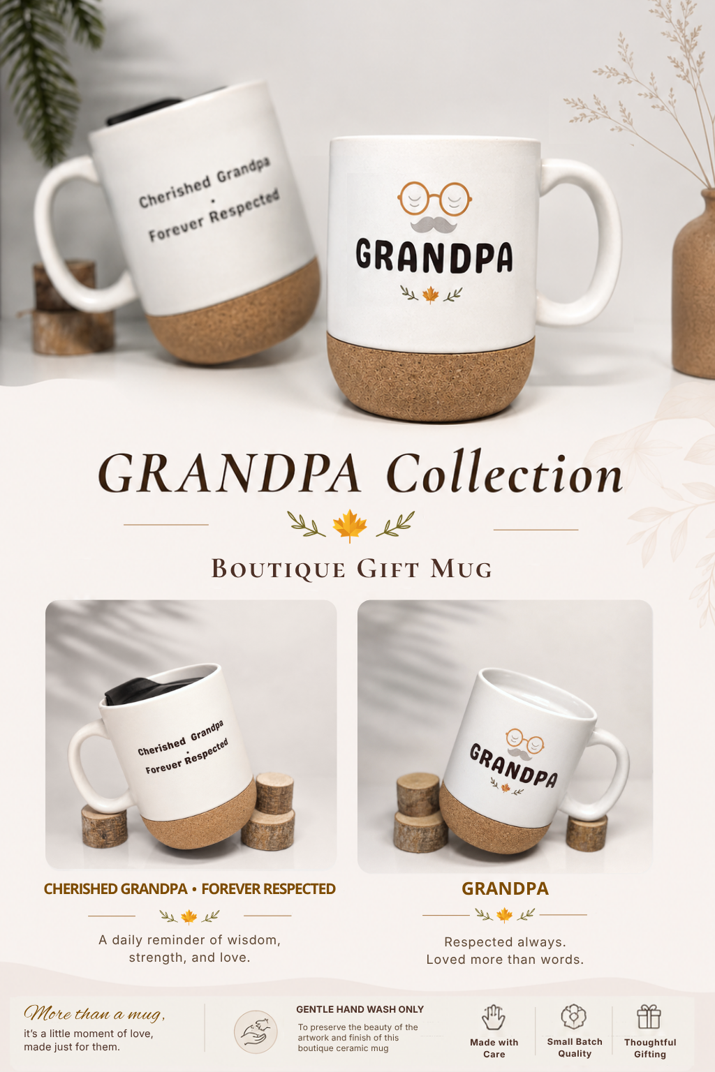 Grandpa & Grandma Everyday Gift Set – 4 Piece (Mugs + Hand Towels)