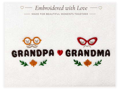 Grandpa & Grandma Everyday Gift Set – 4 Piece (Mugs + Hand Towels)