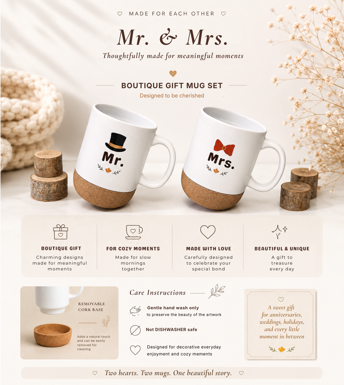 Mr. & Mrs. Everyday Gift Set - 4 Piece (Mugs + Hand Towels)