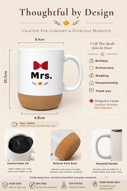 Mr. & Mrs. Mug Set – 2 Piece (Cork Base)